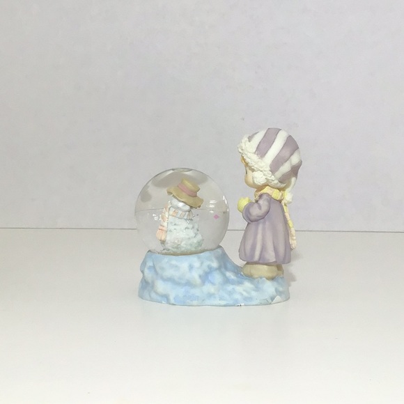 Porcelain Girl W/Snowman Mini Snowglobe - Picture 2 of 5